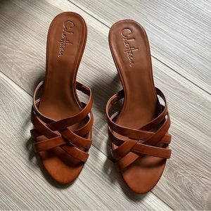 Cole Haan, 2.5” Kitten heel sandal, brown